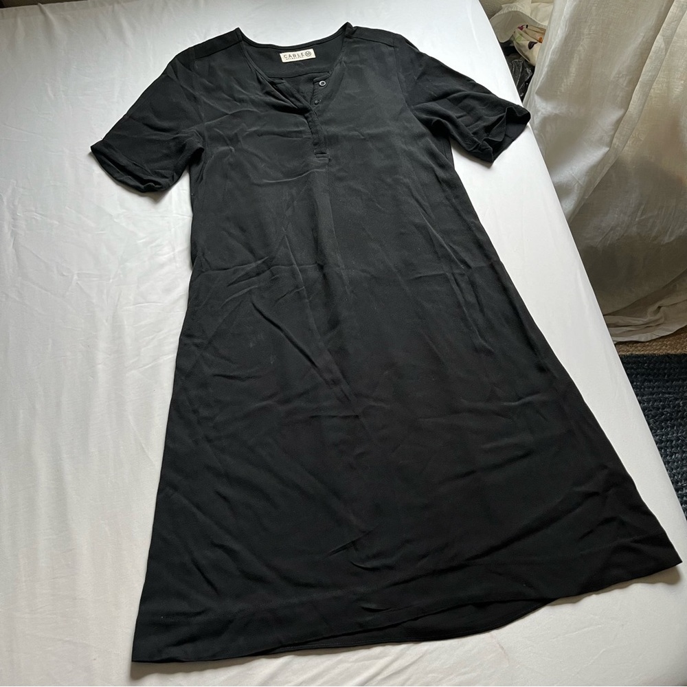 CABLE MELBOURNE black short‎ sleeve midi dress